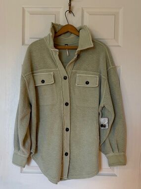 FREE PEOPLE Ruby Oversized Shirt Jacket in Mint - Size Medium M NWT